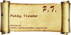 Petky Tivadar névjegykártya